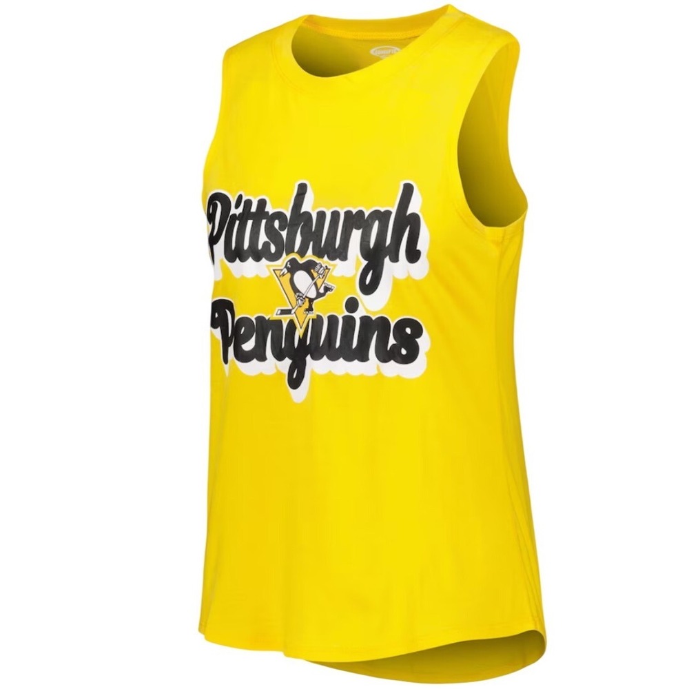 Concepts Sport NHL Pittsburgh Penguins Yellow Muscle Tank Top Sleepwear Large
